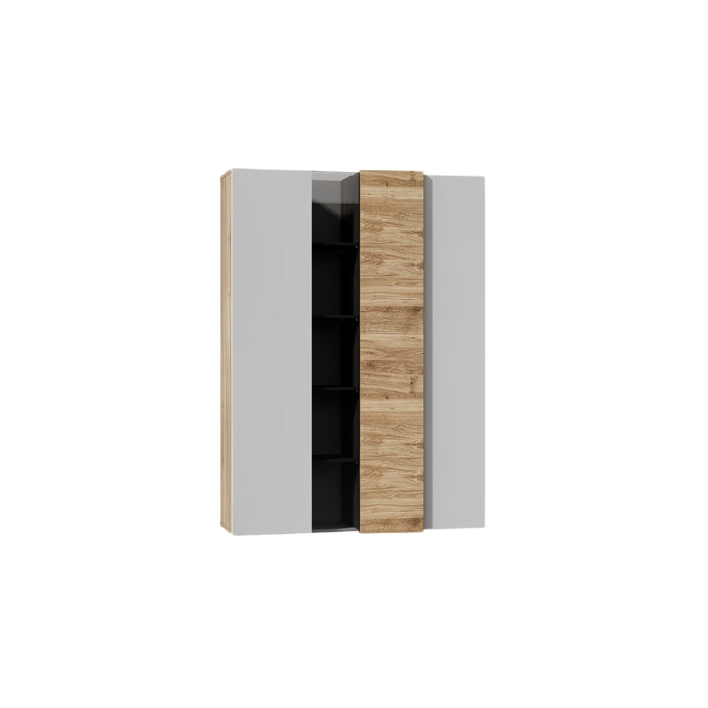 Modern Minimalist Bookshelf with Wood Accents and Open Shelving